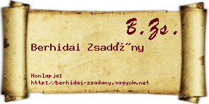 Berhidai Zsadány névjegykártya